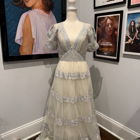 LoveShackFancy Dresses & Skirts - LoveShackFancy Tulle Tiered White Floral Maxi Dress 6